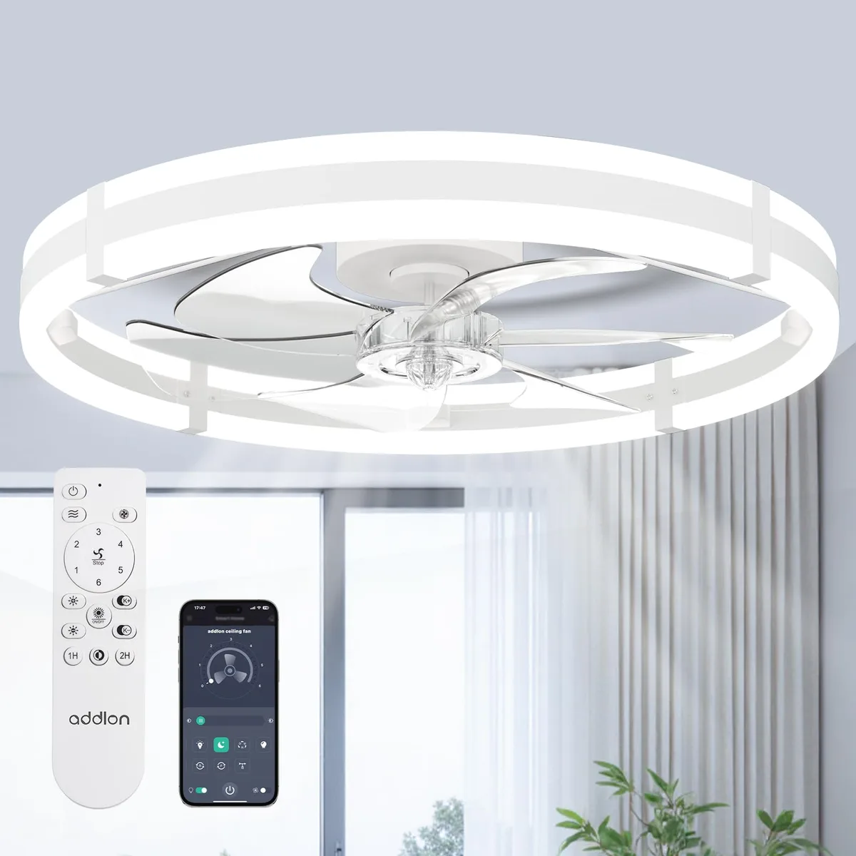  addlon NFM024113-2 24 Inch White Ceiling Fan — product photo