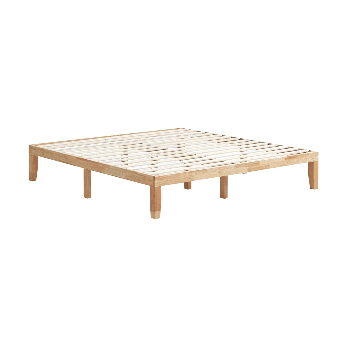 SlickBlue SlickBlue King Size Platform Bed Natural Rubberwood 14 Slats 600 lbs 10.5" Clearance — product photo