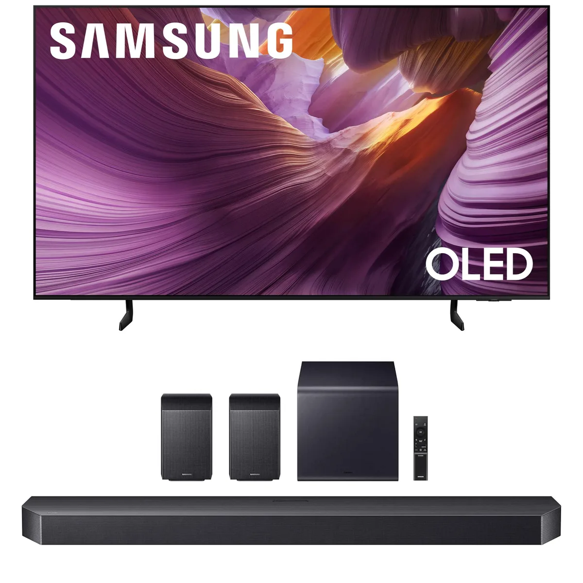 SAMSUNG SAMSUNG QN77S85FAEXZA 77" OLED 4K Smart TV + HW-Q990F 11.1.4ch Soundbar (2025) — product photo