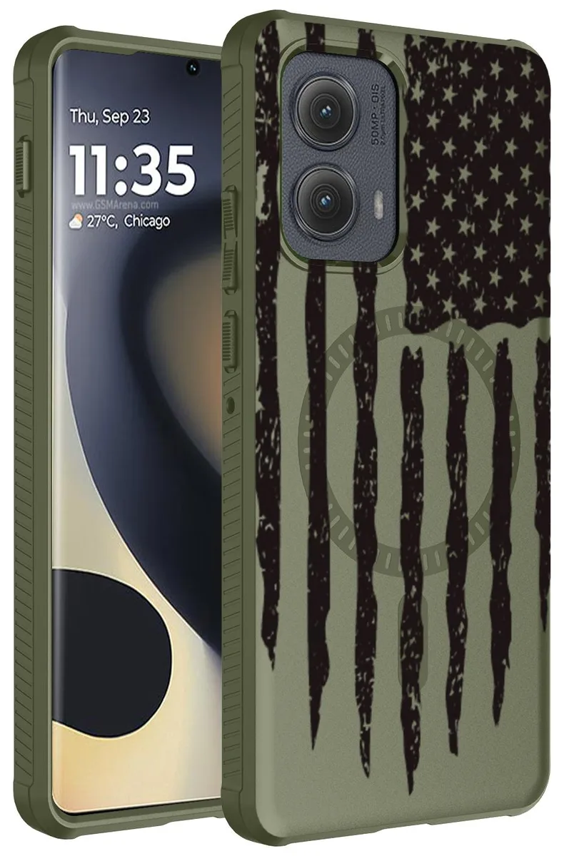 Nakedcellphone Nakedcellphone Flex Case for Motorola Edge 2024 Army Green USA Flag MagSafe — product photo