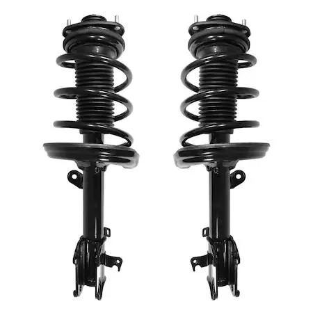 Unity front complete strut assembly kit, pair of silver struts with coil springs and top mounts, new condition