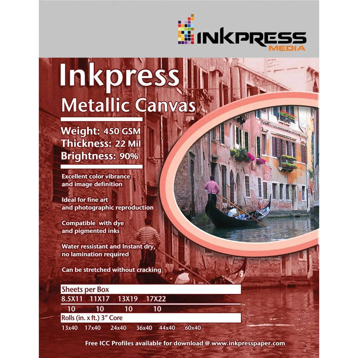 Inkpress Inkpress Metallic Canvas Paper 450 gsm 22 mil 24"x35' Roll — product photo