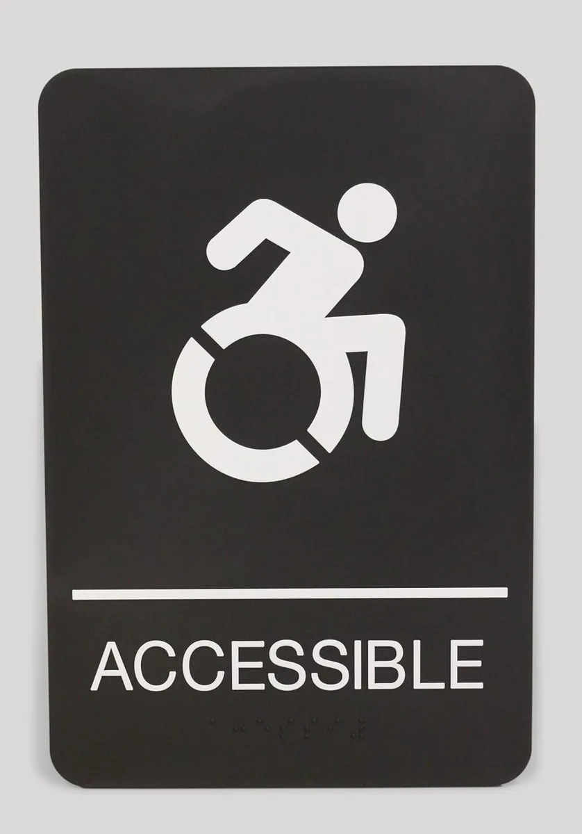 U. S. Stamp &amp; Sign U. S. Stamp &amp; Sign ADA Accessible Sign 6 x 9 Black Face White Graphics 7787 — product photo