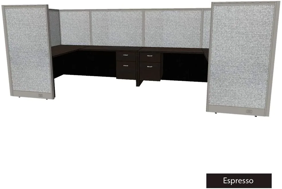 GOF GOF 2-Person Workstation Cubicle Espresso 144W x 60D x 60H office furniture — product photo