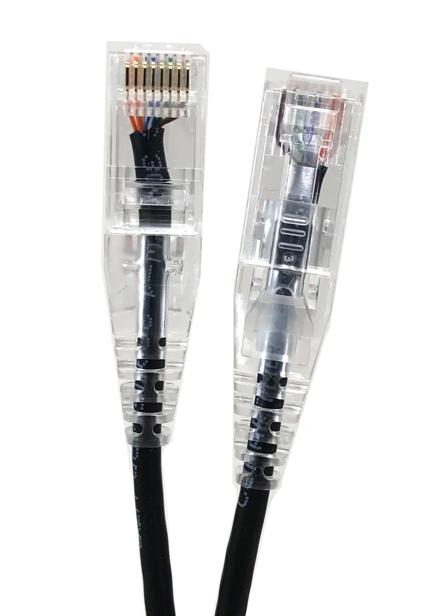 Micro Connectors Micro Connectors CAT6A 10Gbps UTP 28AWG Ultra Slim 25ft Black network ethernet cable — product photo