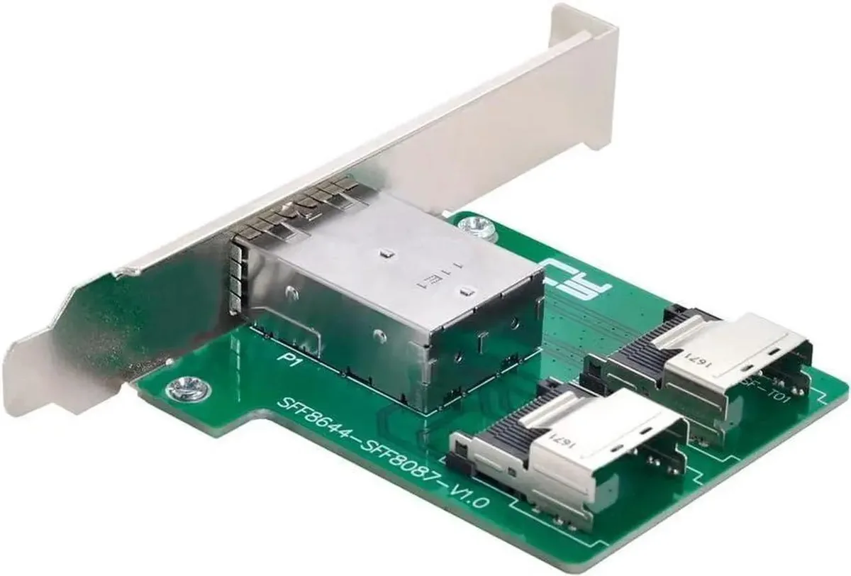 SMUGDESK SMUGDESK Mini SAS HD SFF-8644 to Dual SFF-8087 Adapter Card Low Profile Bracket — product photo