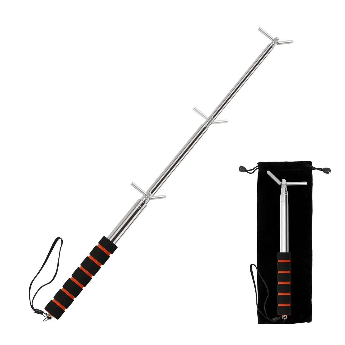 Extendable stainless steel pole, 9.4 to 53 inches, foam grip, insulated tip, carry bag