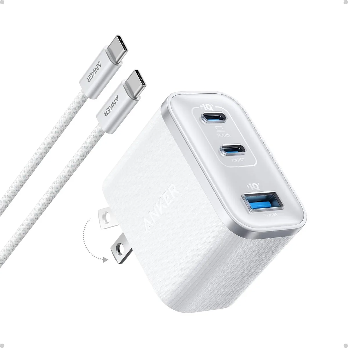 ONITOON ONITOON 70W 3-Port USB-C Wall Charger (White Cable) — product photo