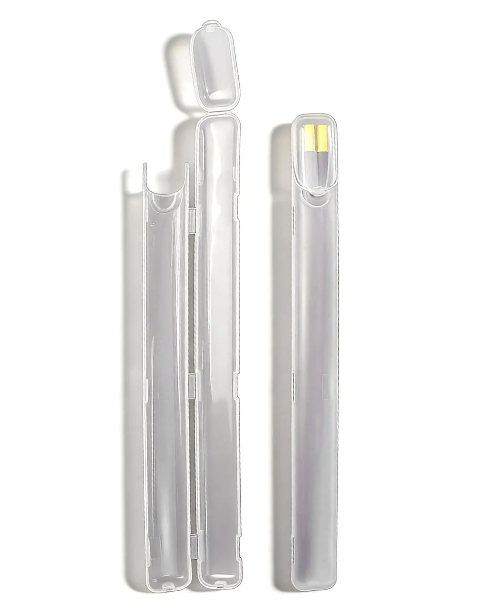 Two white plastic chopstick cases with side openings, each 10.2 inches long