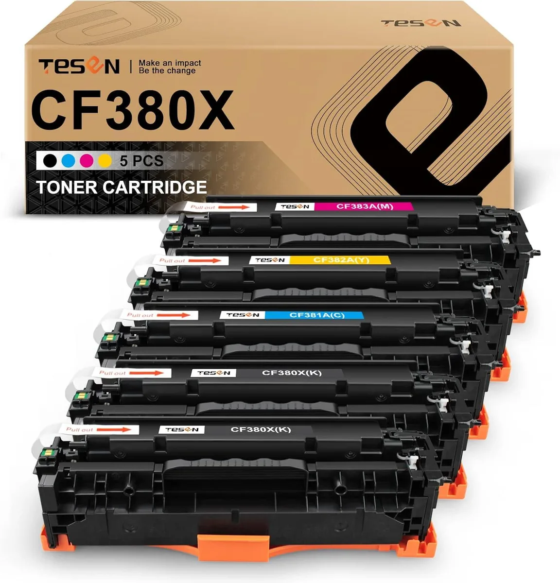 V4ink V4ink CF380X Compatible Toner Cartridge 5 Pack 2 Black 1 Cyan 1 Yellow 1 Magenta High Yield 4400 2700 Pages — product photo