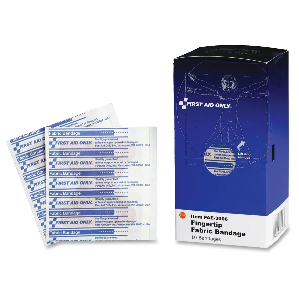 First Aid Only First Aid Only FAE3006 Fingertip Fabric Bandages 10/BX — product photo