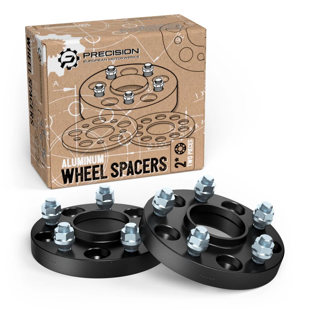 Precision European Motorwerks Precision European Motorwerks 25mm 5x100 56.1mm Hubcentric Wheel Spacers Black 2pcs — product photo