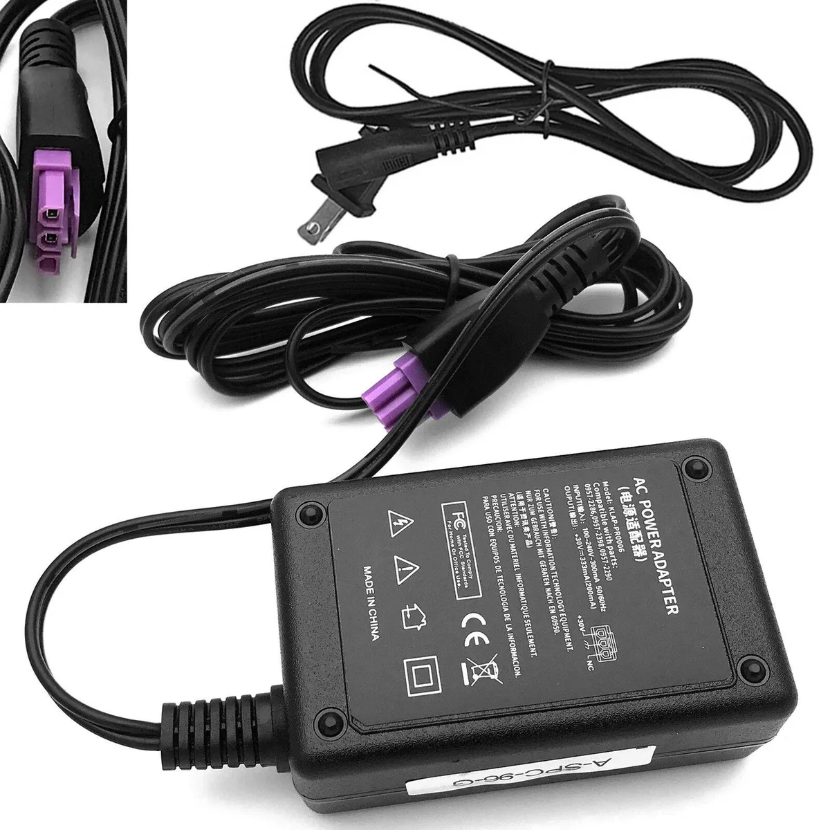 Thinkstar Thinkstar AC Adapter for HP Deskjet 3050A J611 30V 333mA 10W 2.5ft Cord — product photo