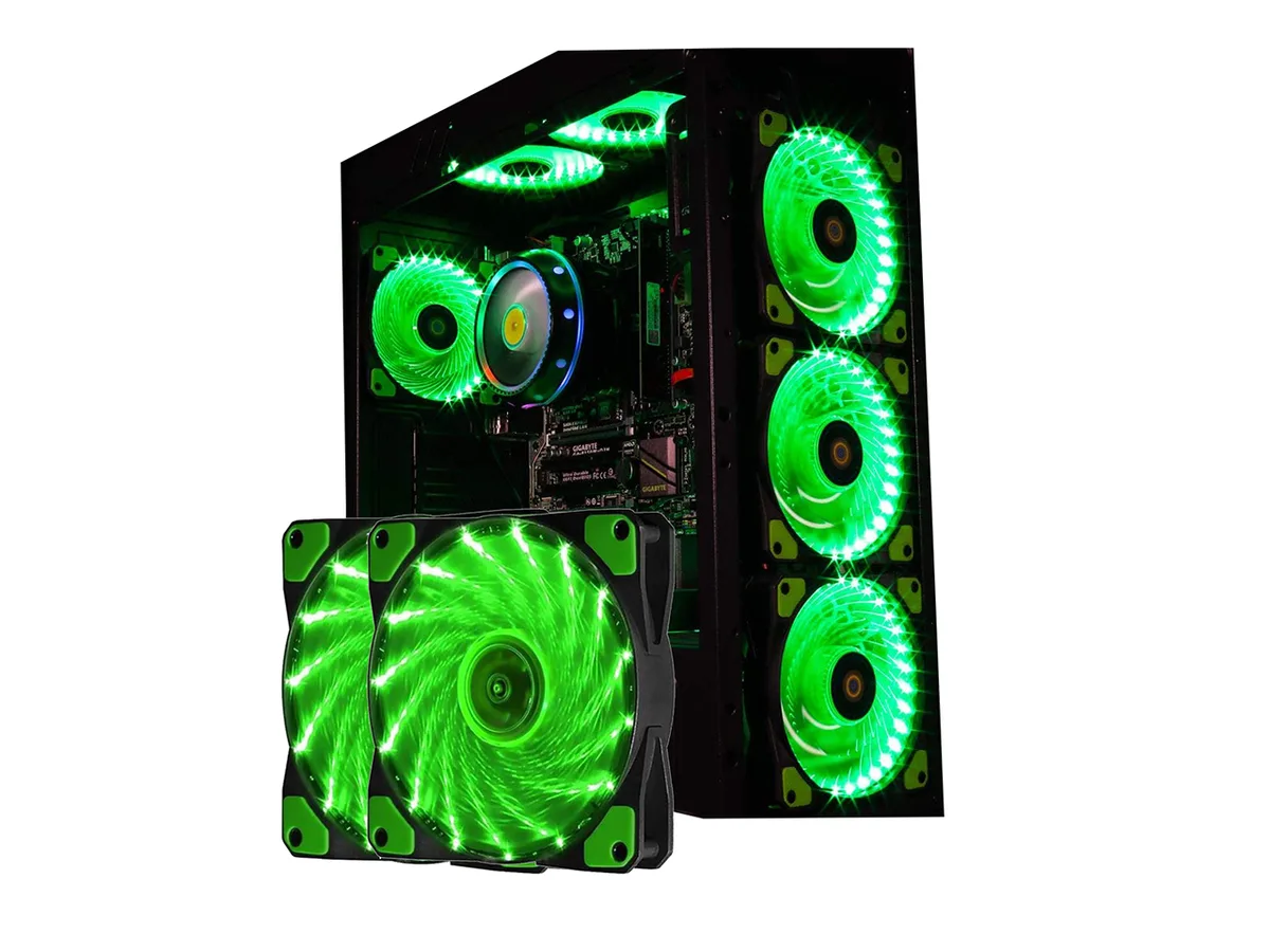 sakose sakose 12025-LED 120mm 15 LED case fan 2-pack 1100RPM 16dB Green — product photo