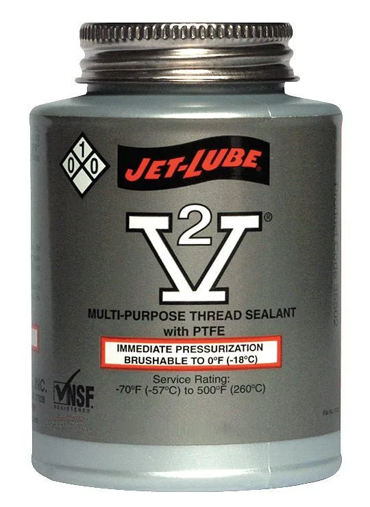 Off-white pipe thread sealant in a 16 fl oz brush-top can