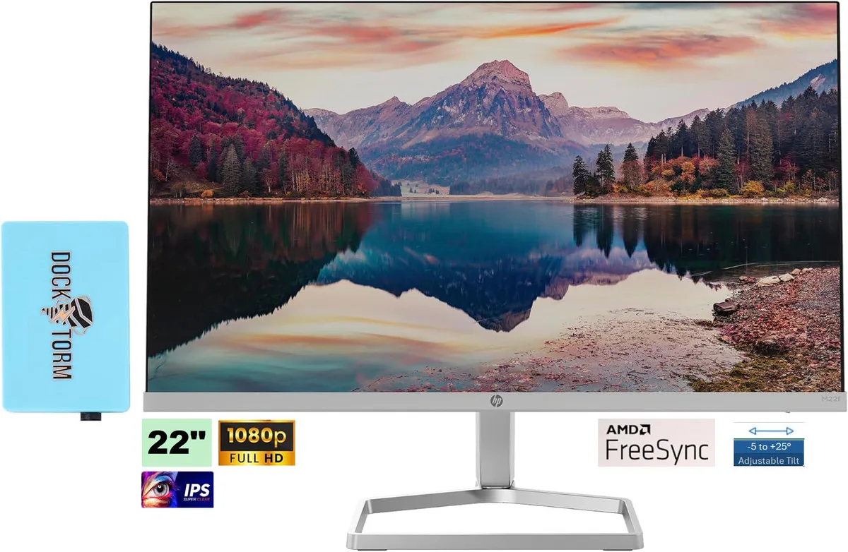 HP HP 22 IPS 1080P FreeSync Monitor Bundle with Docztorm Dock — product photo