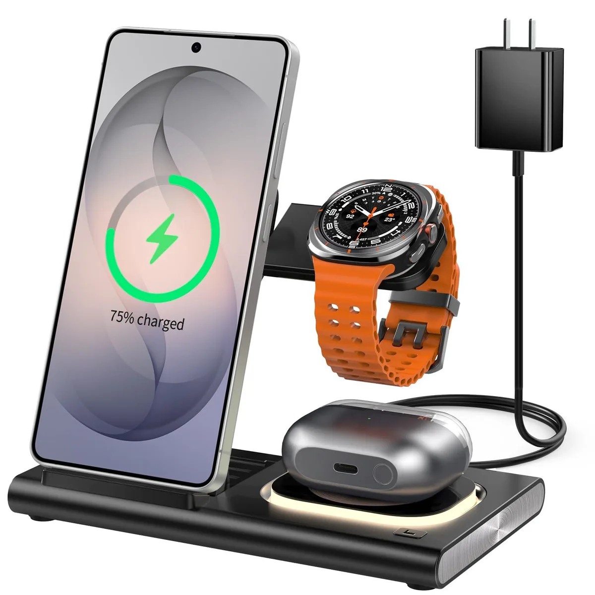  Aresh XY18A30-QC1 3-in-1 Wireless Charger for Samsung Black — product photo