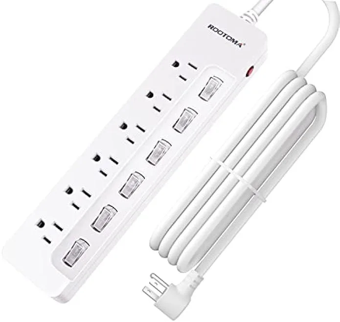 Ksin Ksin 6-Outlet Surge Protector Power Strip 10ft White — product photo