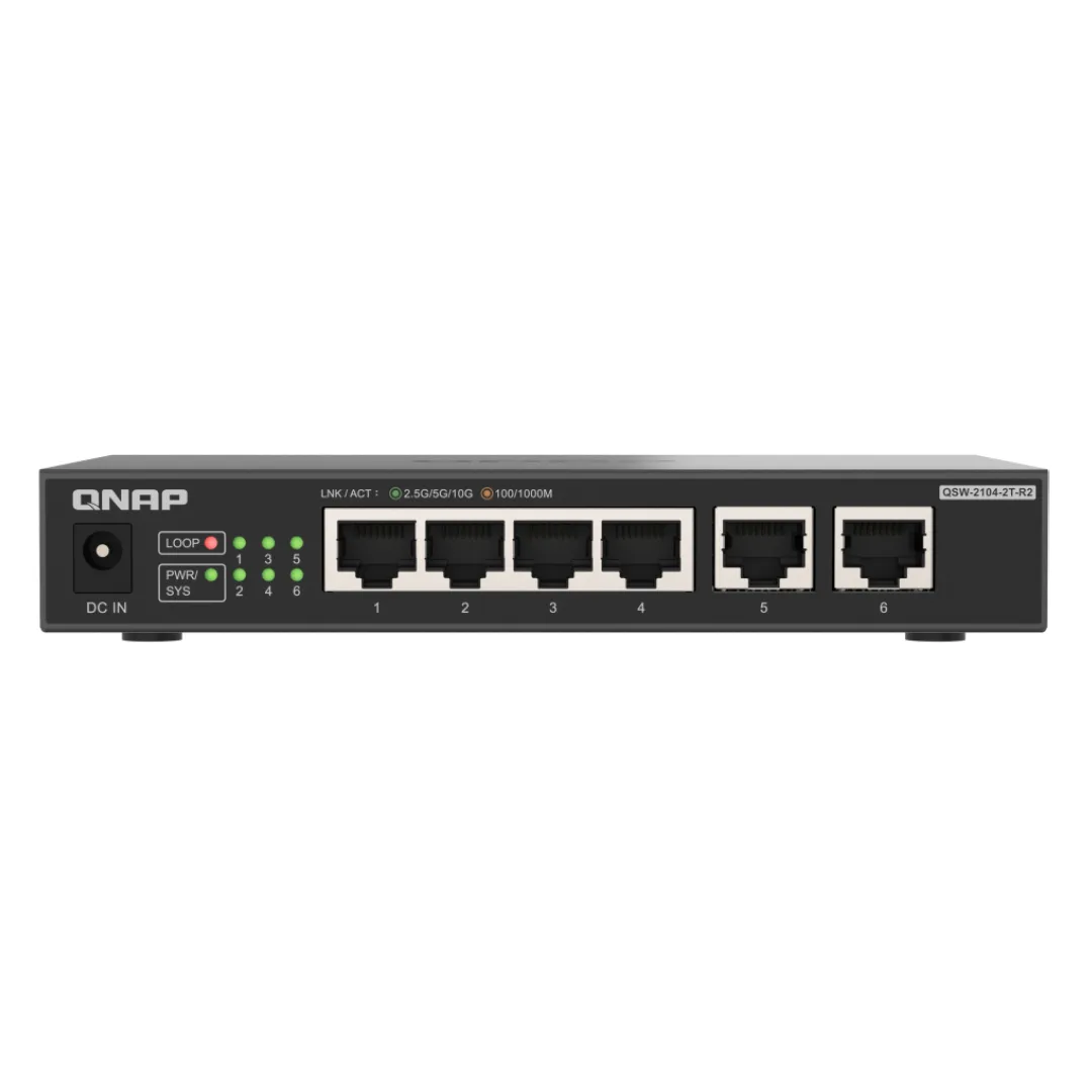 Qnap Qnap QSW-2104-2T-R2-US 6-port network switch 2x 10G 4x 2.5G — product photo