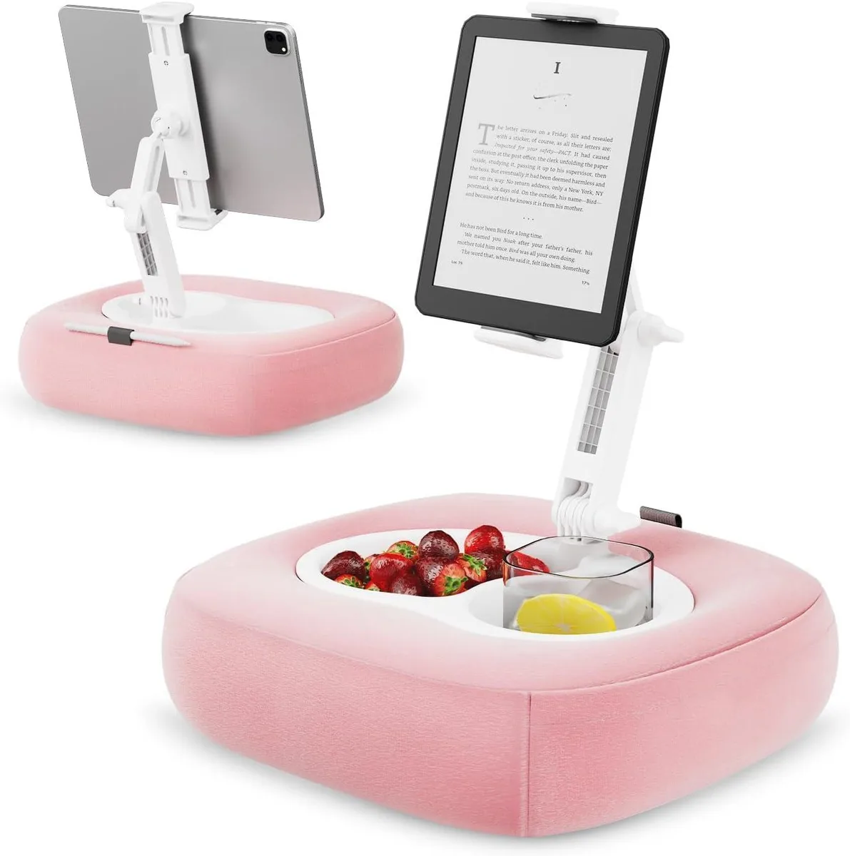 MCHOSE MCHOSE Tablet Pillow Stand with 2 Snack Bowls 360° Adjustable Pink — product photo