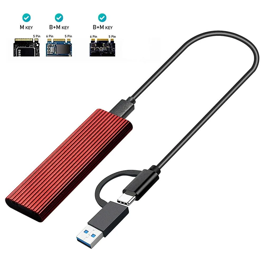 YINGHUA YINGHUA M.2 NVME SATA Enclosure Red 10Gbps Type-C 2TB — product photo