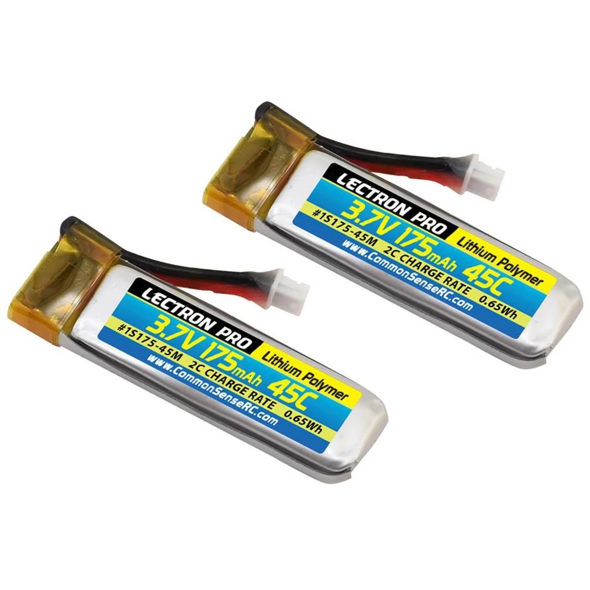Common Sense RC Common Sense RC Lectron Pro 3.7V 175mAh 45C Li-Po Battery 2-Pack drone accessory — product photo