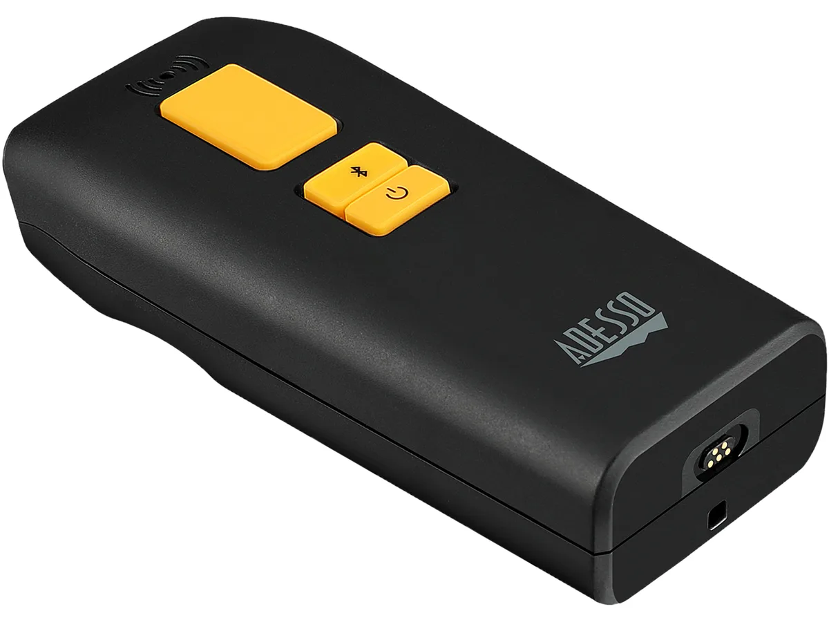 Small black handheld scanner with magnetic cable attached