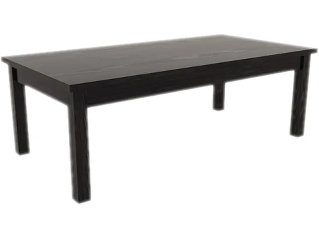 Black rectangular laminate coffee table with square legs