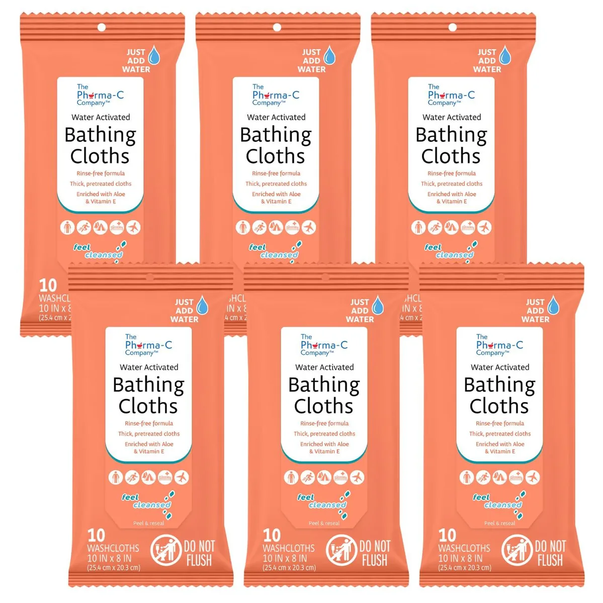 White rectangular box containing six packs of pre-moistened wipes