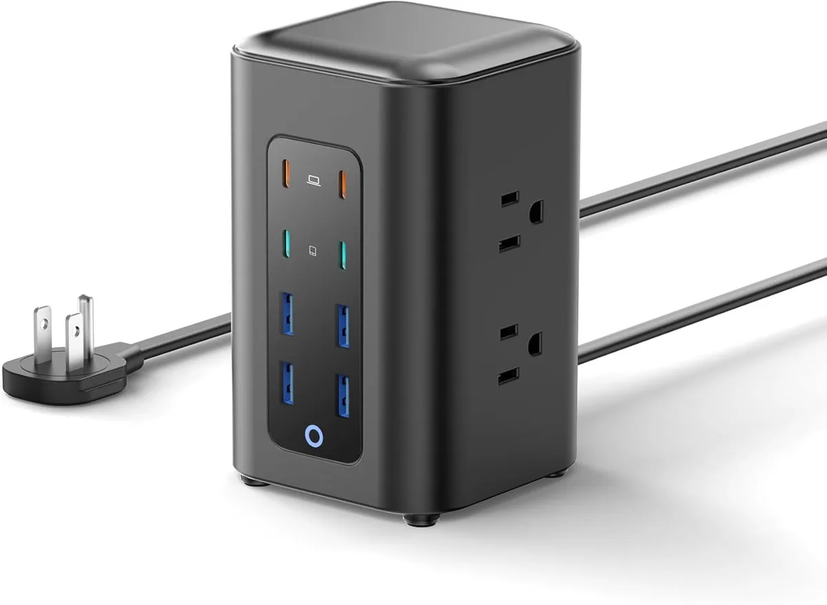 BFKK BFKK 14-in-1 Power Extension Cord Tower 230W 2000J Surge 5FT 6 AC 8 USB — product photo