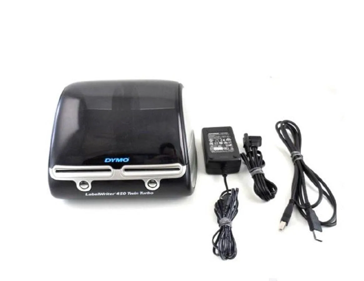 DYMO DYMO LabelWriter 450 Twin Turbo 1750160 label printer with power adapter — product photo