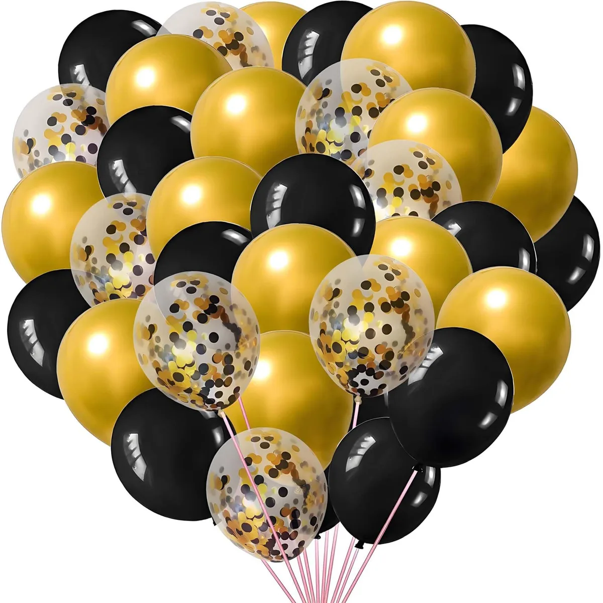  prxififeq Black Gold Confetti Balloons 50Pcs 12inch — product photo