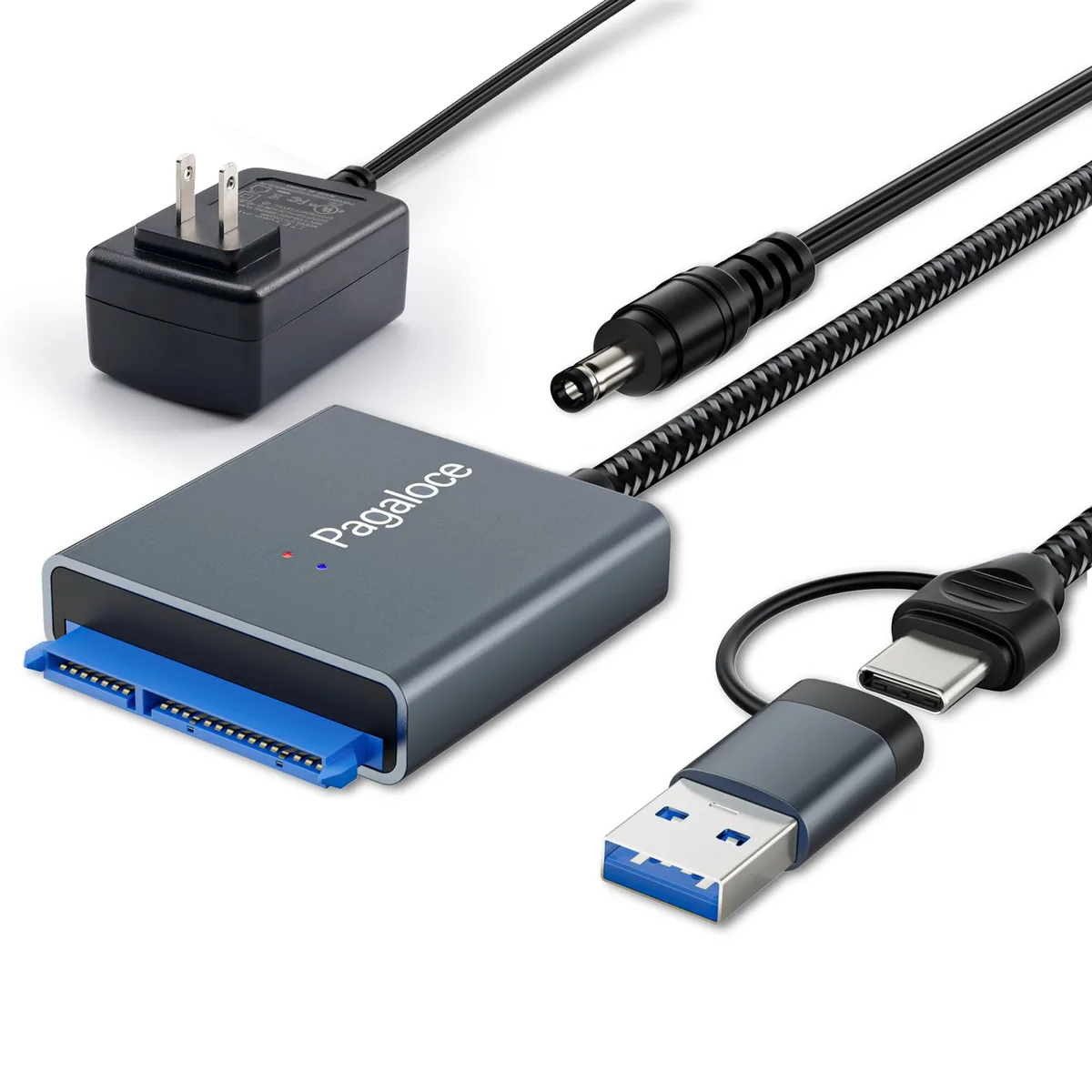  Pagaloce SATA to USB 3.0 &amp; Type-C Adapter Cable 1m Grey — product photo