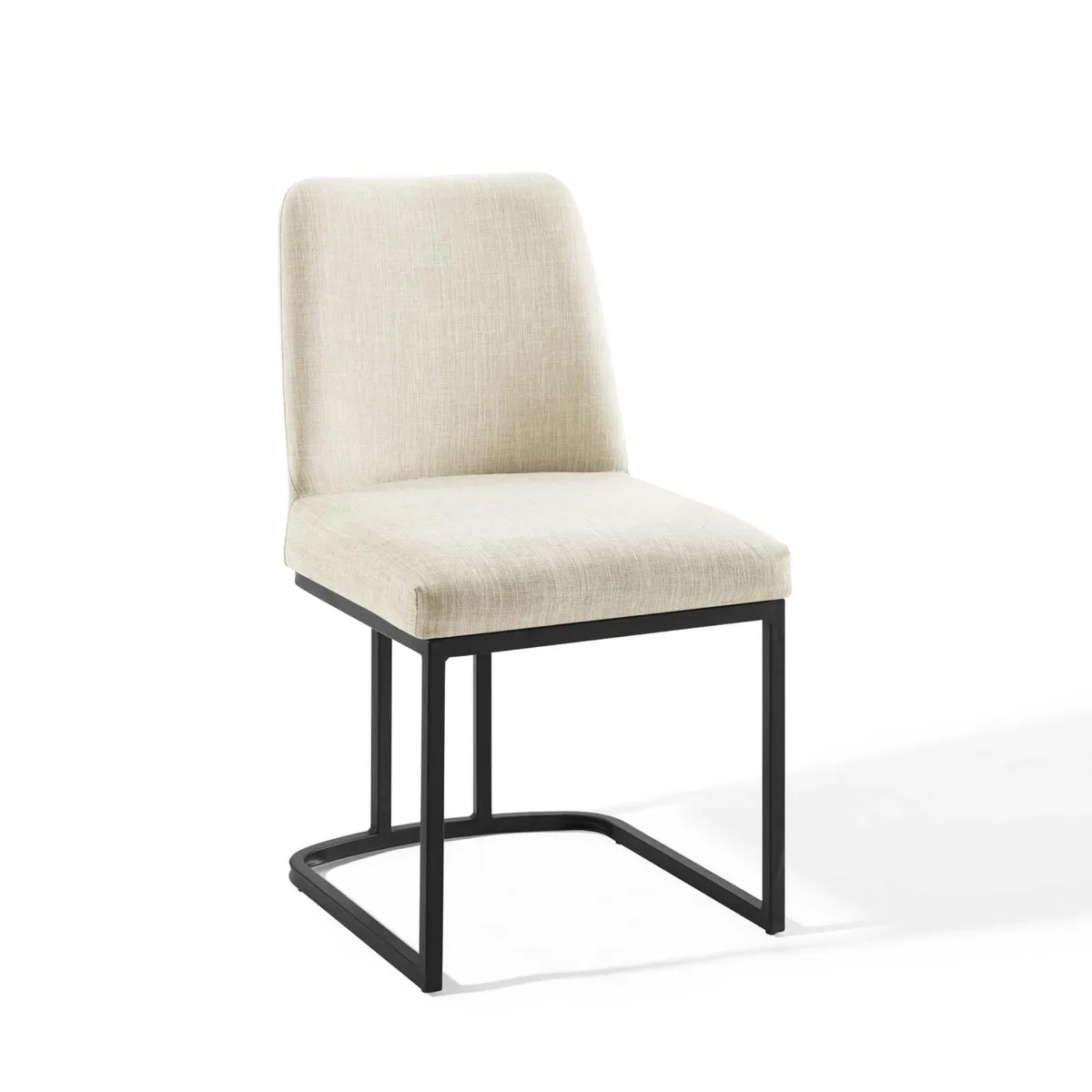 Modway Furniture Modway Furniture Amplify Sled Base Upholstered Fabric Dining Side Chair Black Beige — product photo