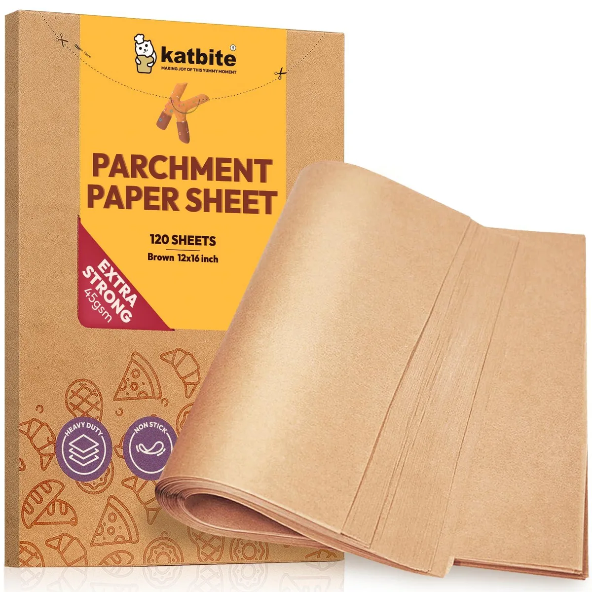Stack of 120 precut unbleached parchment sheets 12x16 inch