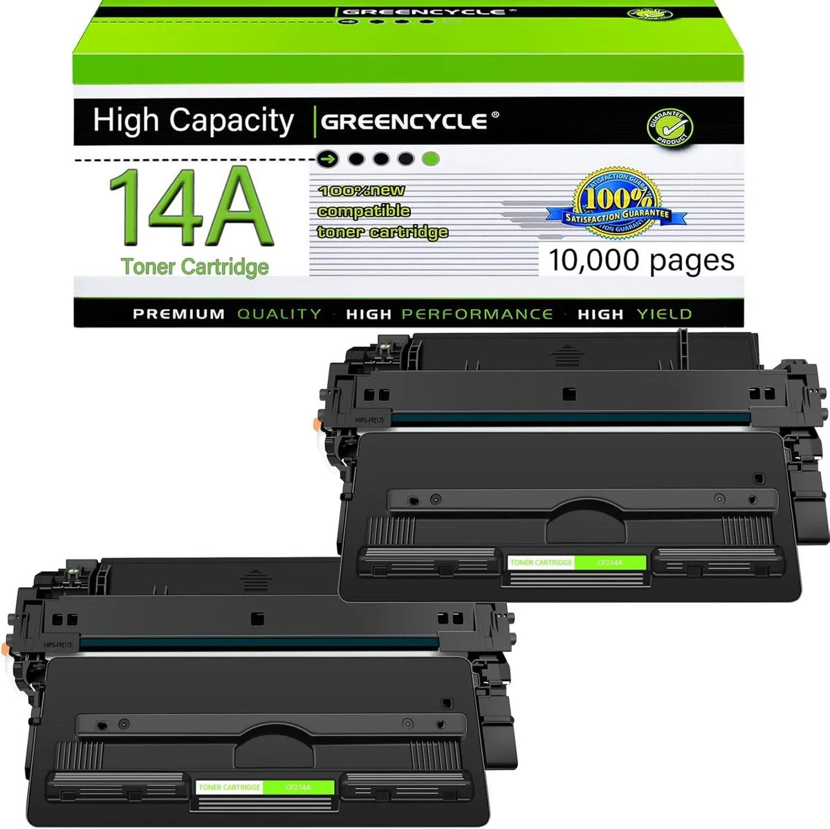 GREENCYCLE GREENCYCLE CF214A 2-pack compatible black toner cartridge — product photo