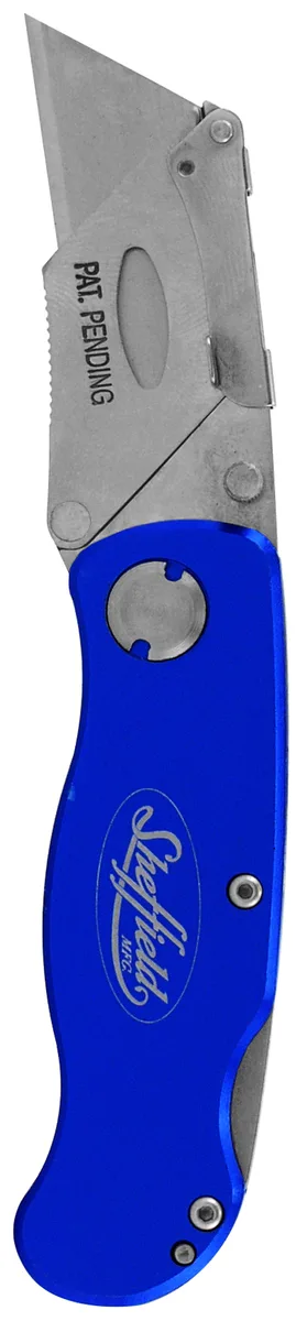 Folding lock-back utility knife with multicolour aluminium handle