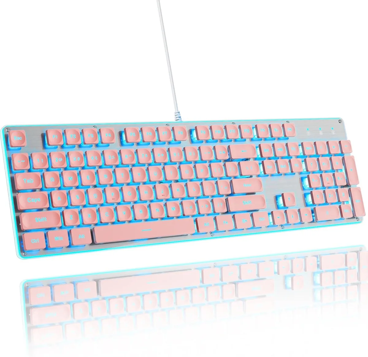 TUKO TUKO G1000 Full-Size 104-Key Membrane Gaming Keyboard Pink — product photo