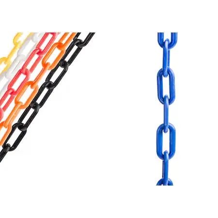 Blue plastic chain on a spool, 2-inch links, 500-foot roll