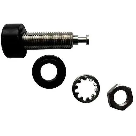 Ten black banana jacks with nickel-plated brass contacts in a kit
