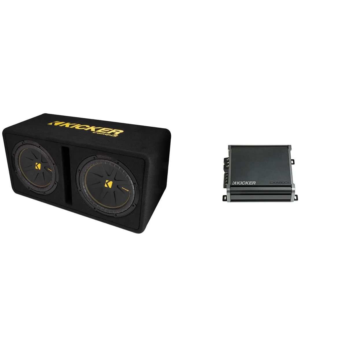 KICKER KICKER 50DCWC122 Dual 12" CompC Subwoofers + CXA8001 800W Amp — product photo