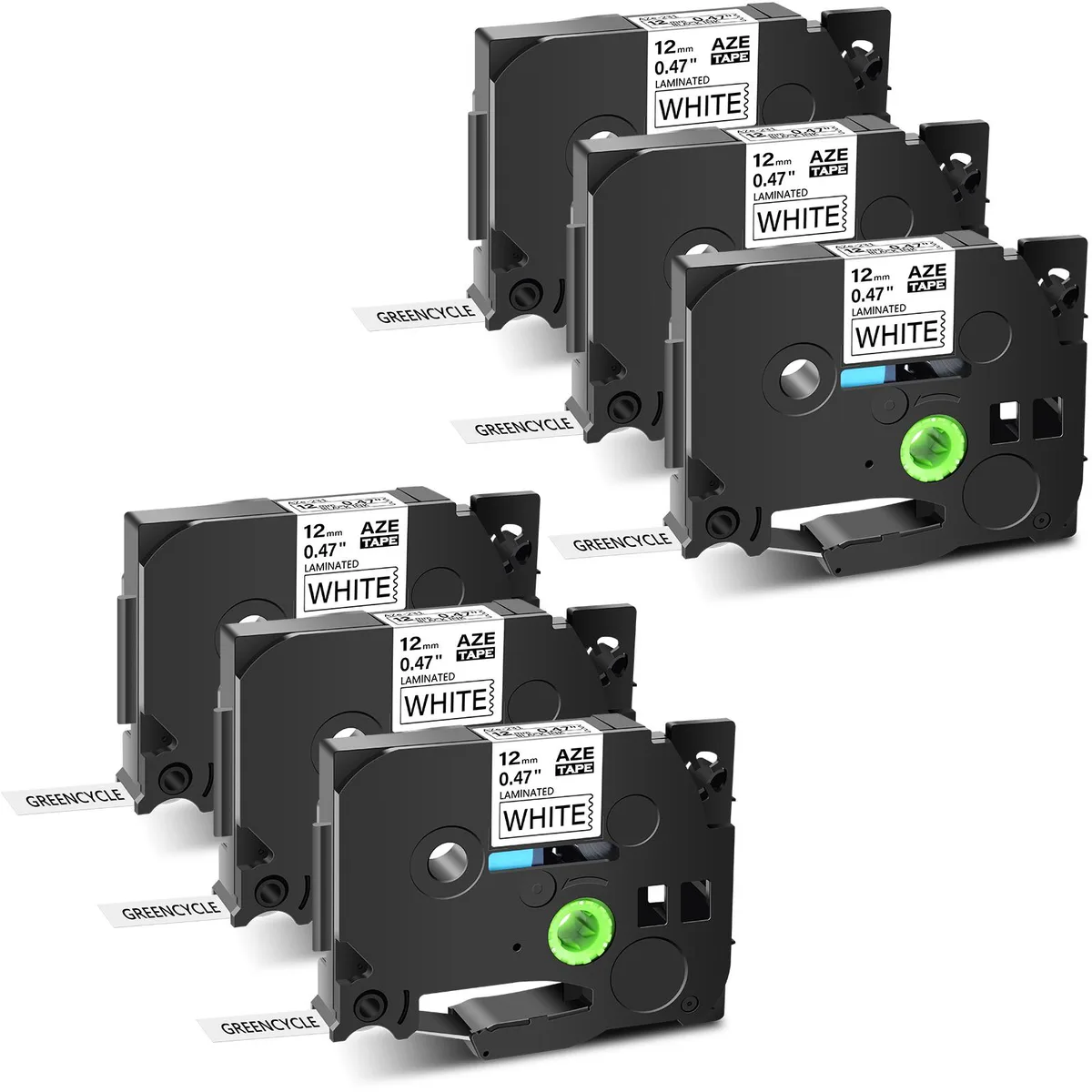 GREENCYCLE GREENCYCLE AZE-231 label 12mm black on white 6 pack — product photo