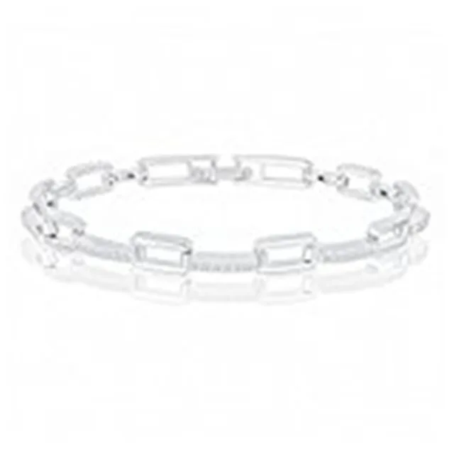 ORROUS &amp; CO ORROUS &amp; CO 18k White Gold Plated CZ Link Bracelet 6.75-7.75 in — product photo