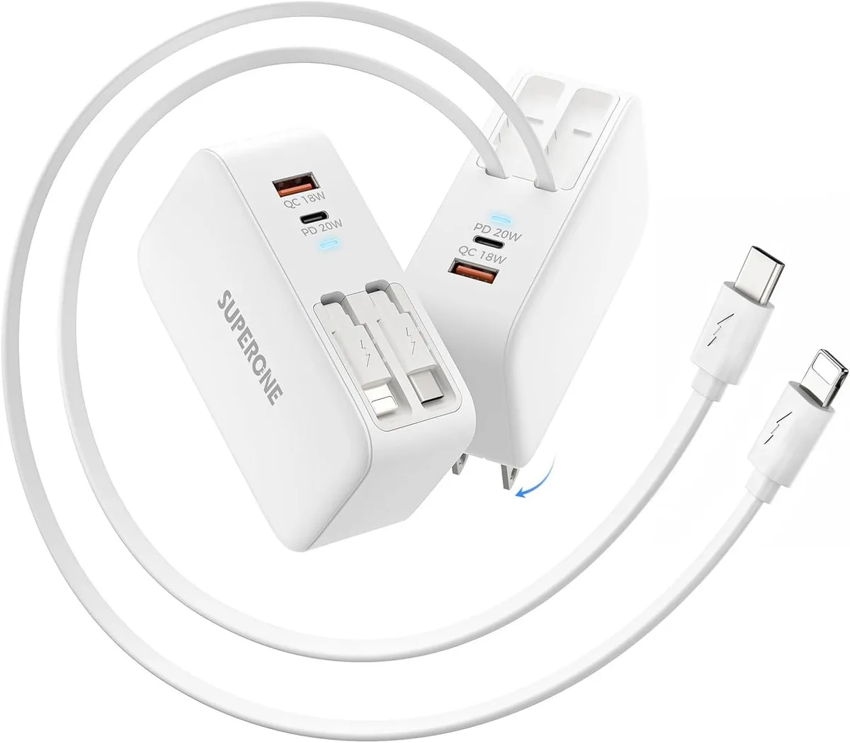 ONITOON ONITOON 4-Port Retractable Wall Charger 78W Dual Cable 90 cm — product photo