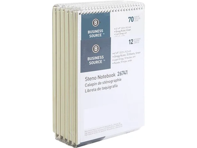 Business Source Business Source 26741PK Wirebound Steno Notebook 70 Sheets Pack of 12 — product photo