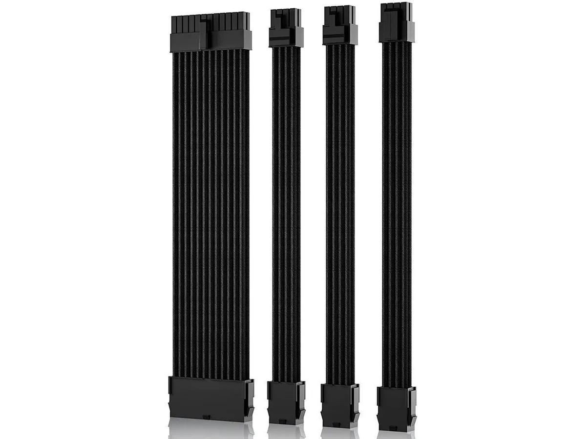 BUCIER BUCIER 18AWG 30cm Sleeved Extension Kit 24Pin ATX 8Pin EPS 2x8Pin PCIe Black — product photo