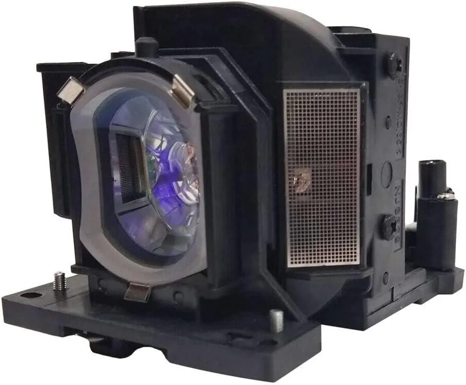 Square projector lamp module in black plastic housing with glass bulb visible, new condition