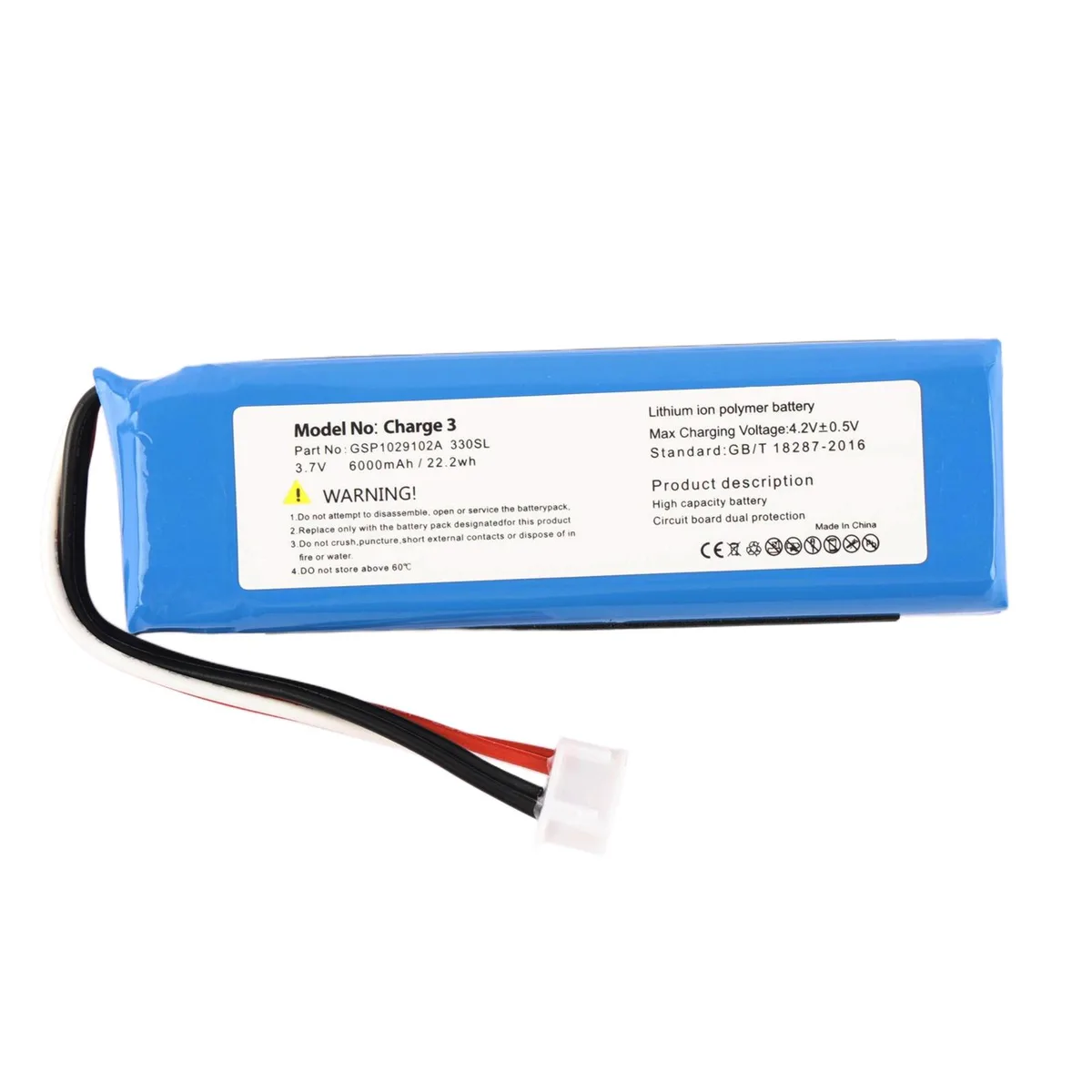 KingSener KingSener GSP1029102A 6000mAh 3.7V Replacement Battery for JBL Charge 3 Speaker — product photo