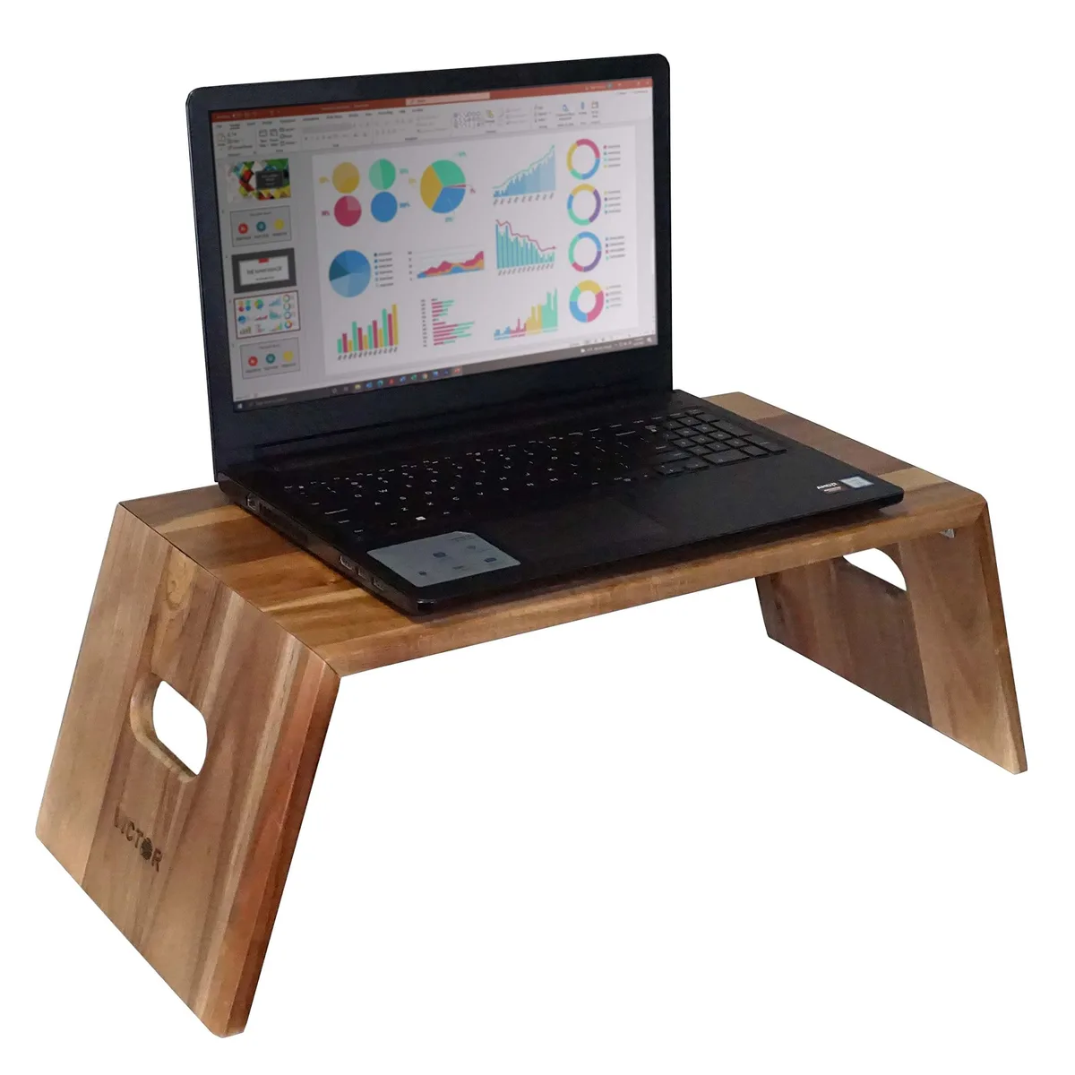 Victor Victor DC075 High Rise Foldable Acacia Wood Laptop Stand 2 in 1 accessory — product photo