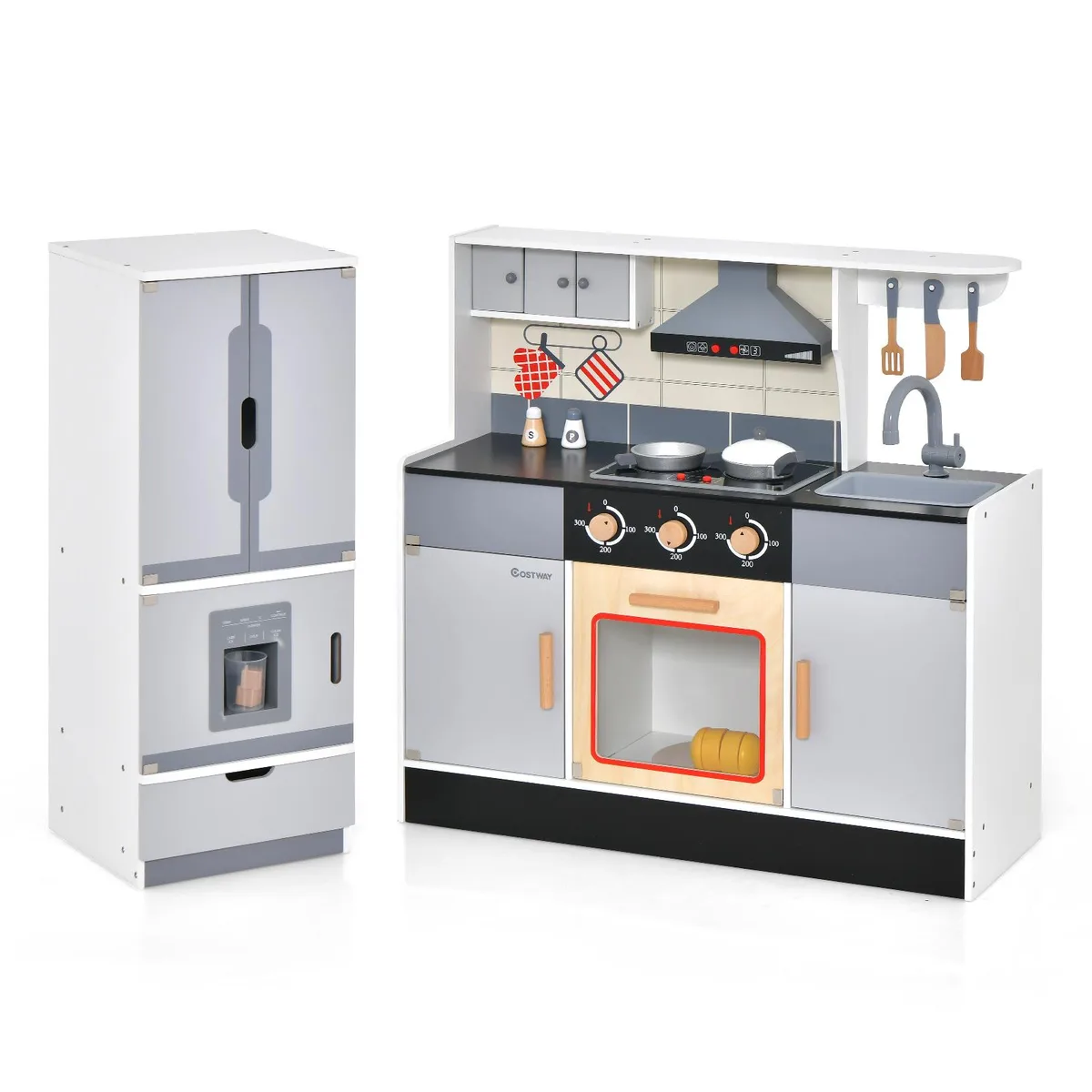 SlickBlue SlickBlue Wooden Chef Play Kitchen &amp; Refrigerator White 44 x 12.5 x 32 — product photo